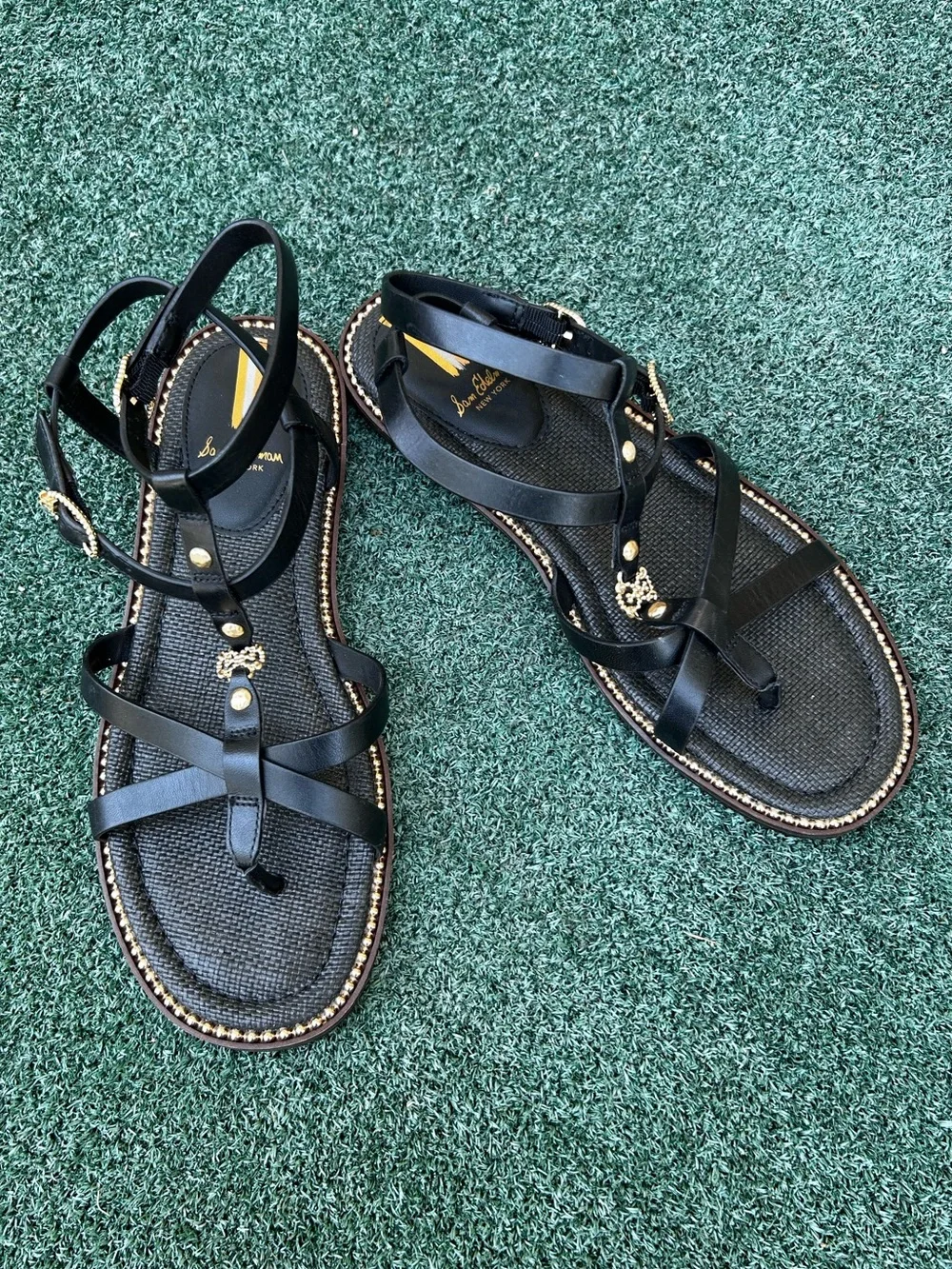 NWT Sam Edelman Talya Ankle Strap Sandal Leather Black 9